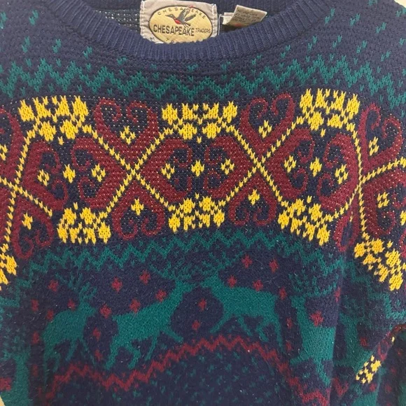 EUC Chesapeake Traders Fair Isle Sweater Size Medium Cabincore Mountains - Picture 4 of 6